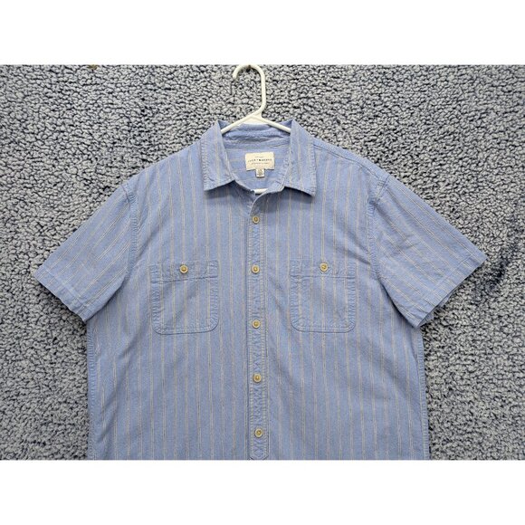 Lucky Brand Button Up Shirt Mens LG Short Sleeve Travel Golf Beachy Western Blue - Picture 3 of 11